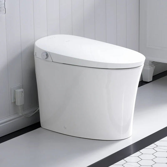 Elongated Smart Bidet Toilet in White with Built - in Tank, Foot Sensor Function, Auto Flush,12 - in Rough - In 1.6 GPF - Bidet Smart Store