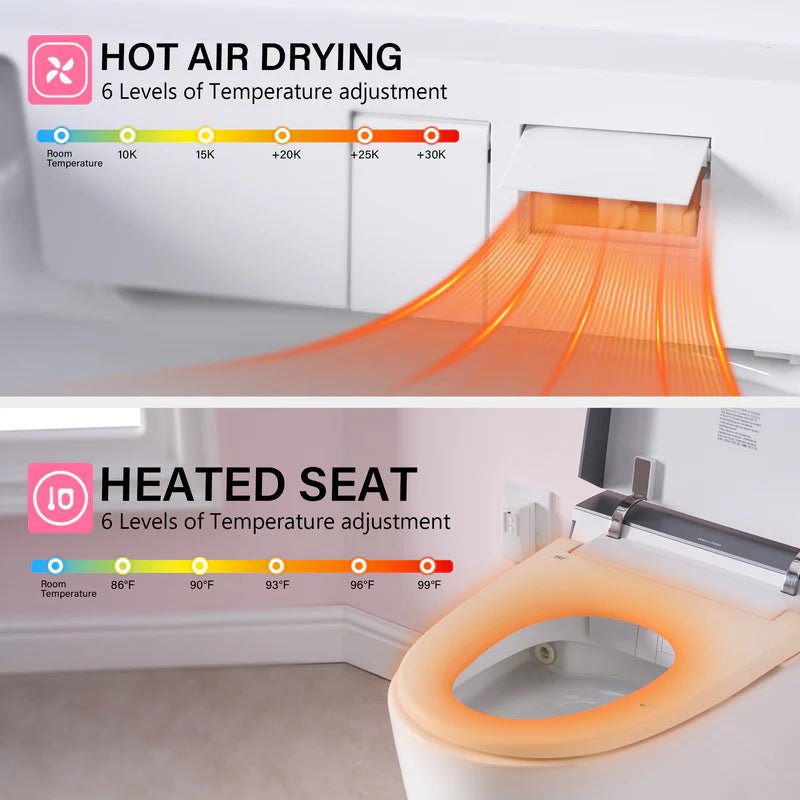 Elongated Smart Bidet Toilet in White with Built - in Tank, Foot Sensor Function, Auto Flush,LED Display, 12 - in Rough - In 1.6 GPF - Bidet Smart Store