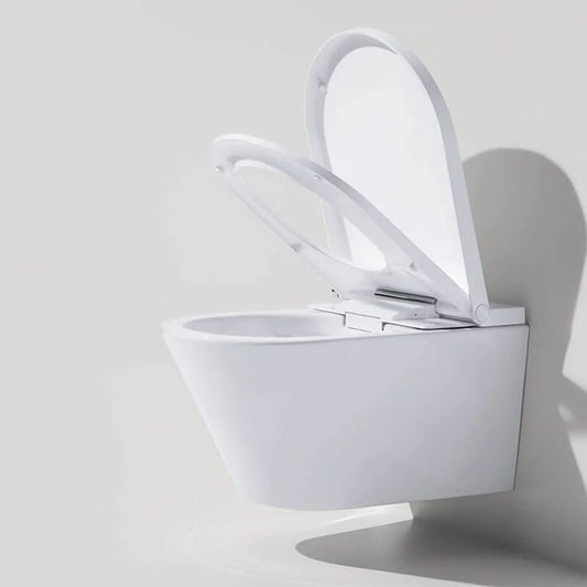 Luxury wall-mounted toilet with heated seat and dual flush system