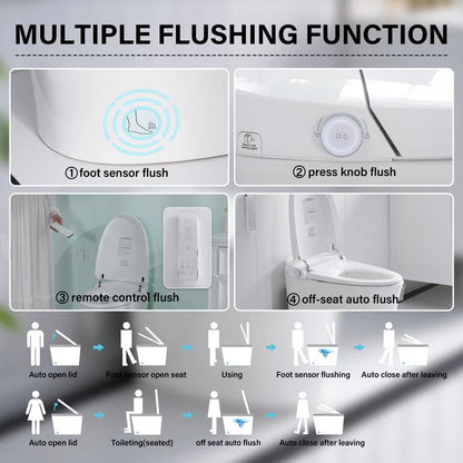 Elongated Smart Bidet Toilet in White with Built - in Tank, Foot Sensor Function, Auto Flush,12 - in Rough - In 1.6 GPF - Bidet Smart Store