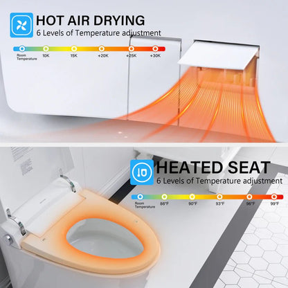 Elongated Smart Bidet Toilet in White with Built - in Tank, Foot Sensor Function, Auto Flush,12 - in Rough - In 1.6 GPF - Bidet Smart Store