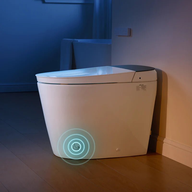 Elongated Smart Bidet Toilet in White with Built - in Tank, Foot Sensor Function, Auto Flush,LED Display, 12 - in Rough - In 1.6 GPF - Bidet Smart Store
