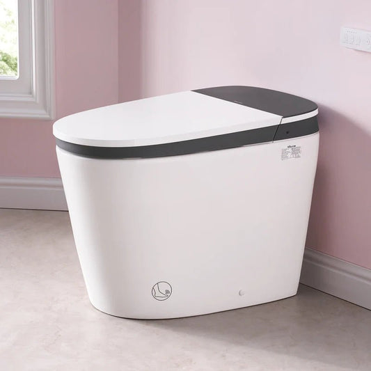 Elongated Smart Bidet Toilet in White with Built - in Tank, Foot Sensor Function, Auto Flush,LED Display, 12 - in Rough - In 1.6 GPF - Bidet Smart Store