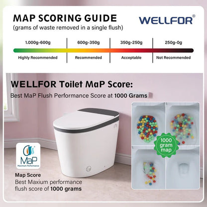 Elongated Smart Bidet Toilet in White with Built - in Tank, Foot Sensor Function, Auto Flush,LED Display, 12 - in Rough - In 1.6 GPF - Bidet Smart Store