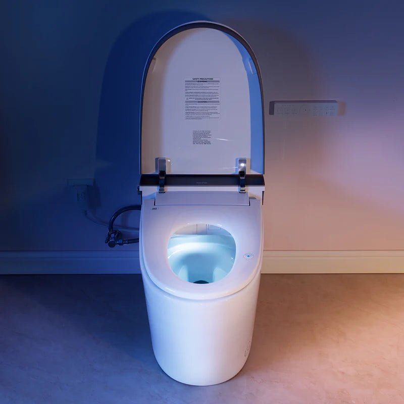 Elongated Smart Bidet Toilet in White with Built - in Tank, Foot Sensor Function, Auto Flush,LED Display, 12 - in Rough - In 1.6 GPF - Bidet Smart Store