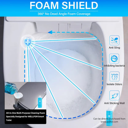 Elongated Smart Bidet Toilet in White with Built - in Tank, Foot Sensor Function, Auto Flush,LED Display, 12 - in Rough - In 1.6 GPF - Bidet Smart Store