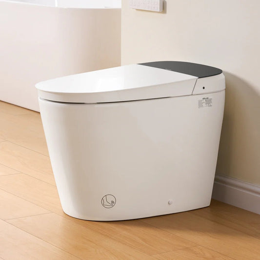 Elongated Smart Bidet Toilet in White with Built - in Tank, Foot Sensor Function, Auto Flush,LED Display, 12 - in Rough - In 1.6 GPF - Bidet Smart Store