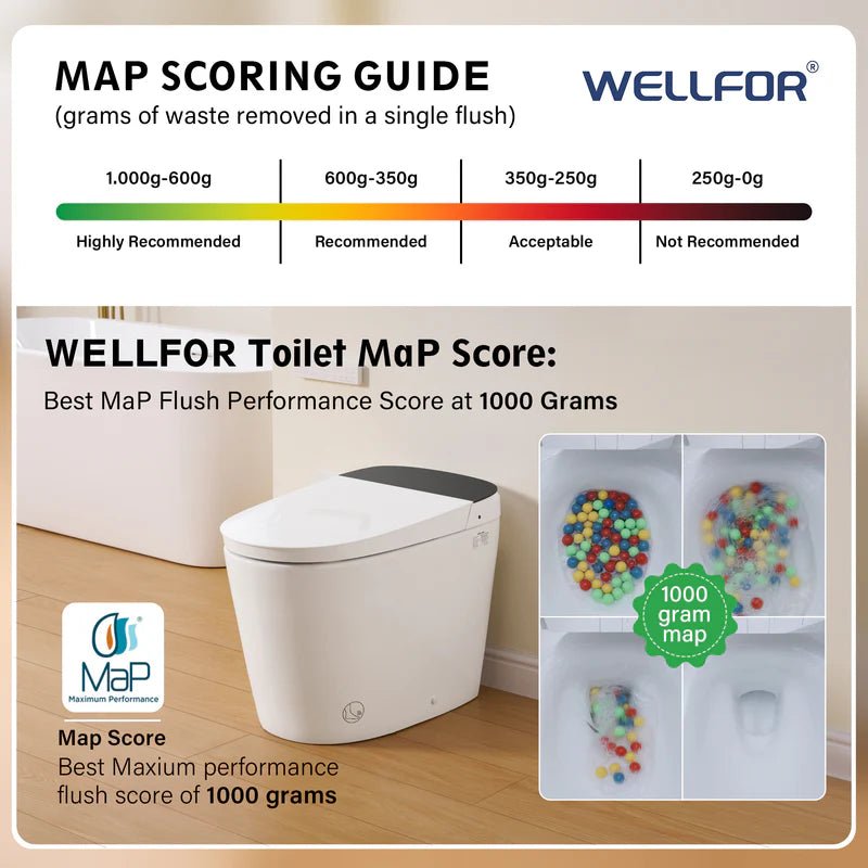 Elongated Smart Bidet Toilet in White with Built - in Tank, Foot Sensor Function, Auto Flush,LED Display, 12 - in Rough - In 1.6 GPF - Bidet Smart Store
