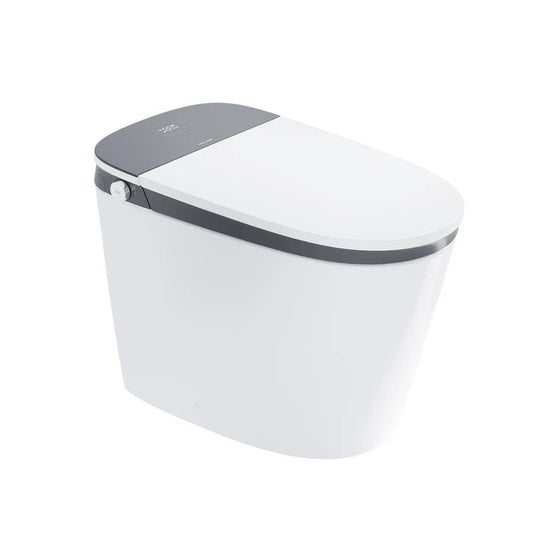 Elongated Smart Bidet Toilet in White with Built - in Tank, Foot Sensor Function, Auto Flush,LED Display, 12 - in Rough - In 1.6 GPF - Bidet Smart Store