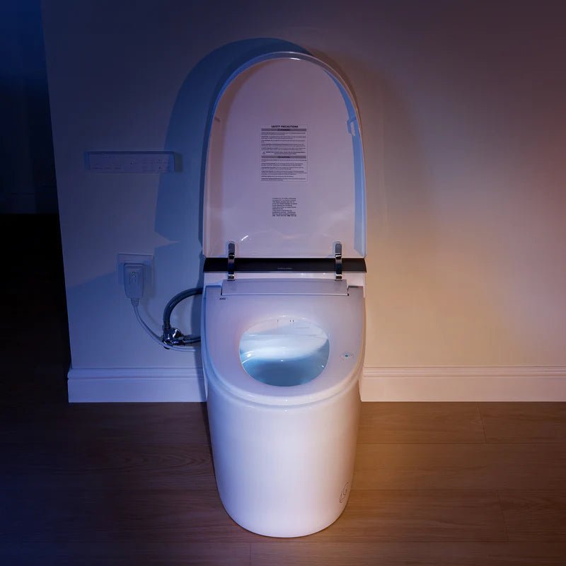 Elongated Smart Bidet Toilet in White with Built - in Tank, Foot Sensor Function, Auto Flush,LED Display, 12 - in Rough - In 1.6 GPF - Bidet Smart Store