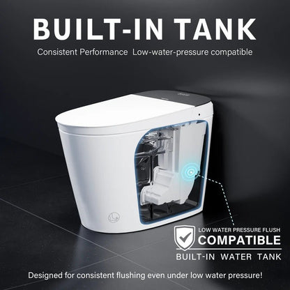 Elongated Smart Bidet Toilet in White with Built - in Tank, Foot Sensor Function, Auto Flush,LED Display, 12 - in Rough - In 1.6 GPF - Bidet Smart Store