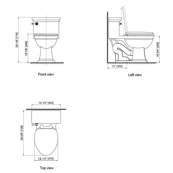 Axent Peninsula bathroom toilet tank with bottom inlet and vertical outlet