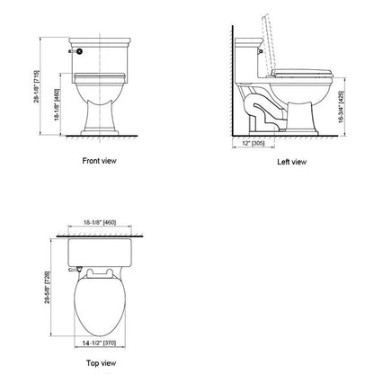 Axent Peninsula bathroom toilet tank with bottom inlet and vertical outlet