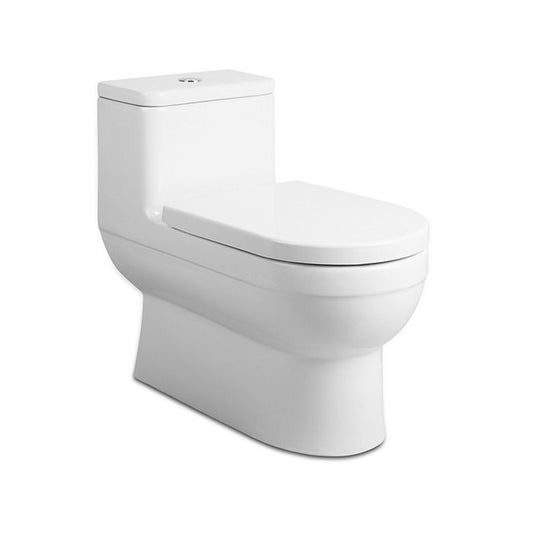 Dune II one-piece dual flush toilet with elongated bowl and modern design